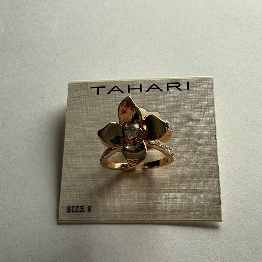 Tahari Gold Tone Floral Statement Ring